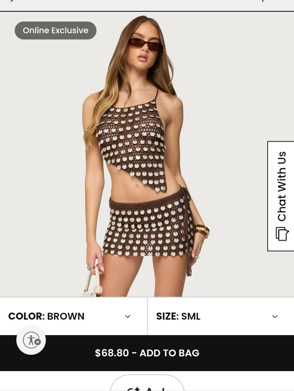 Edikted Alora Iridescent Crochet Mini Skirt